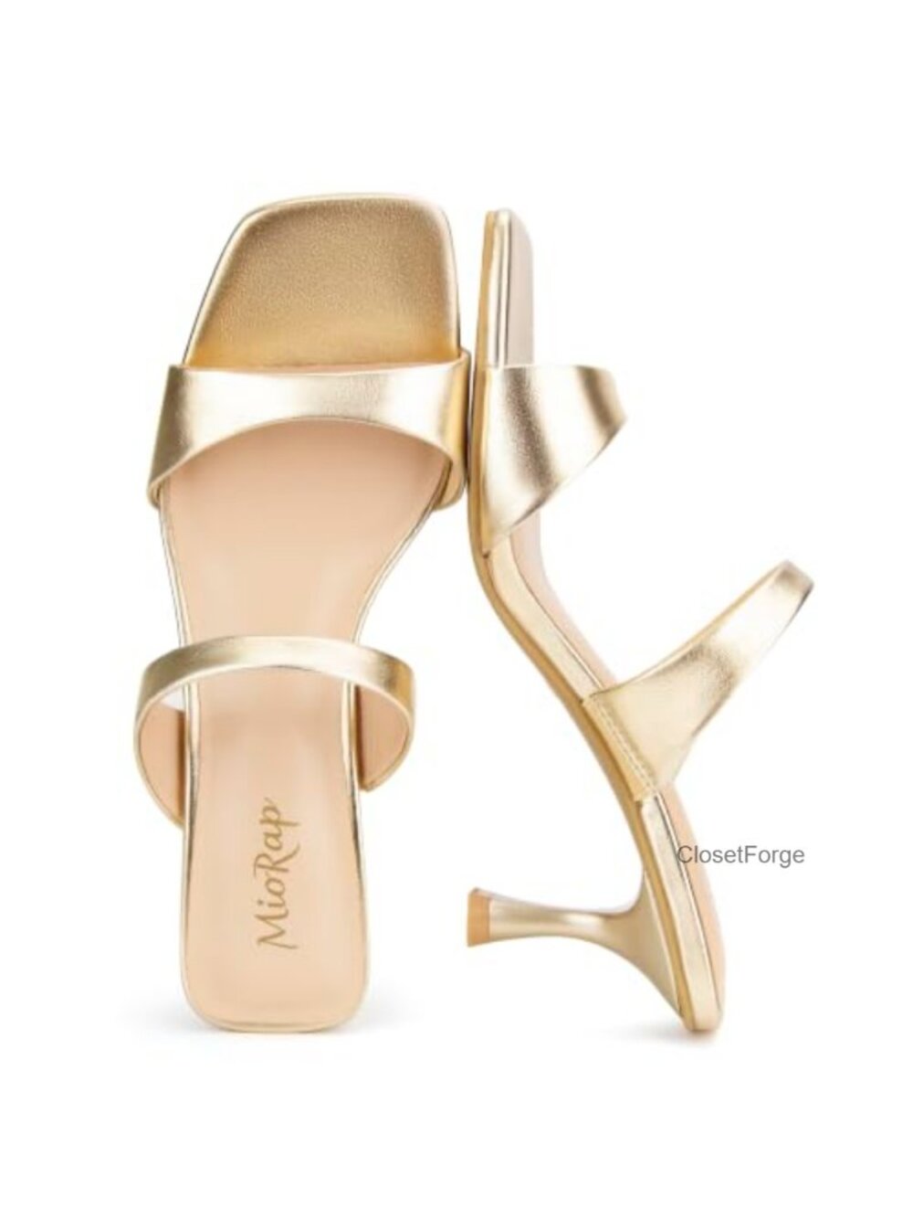 Women Square Open Toe Kitten Heel Sandals Strappy Slip On Mule Dressy Comfort